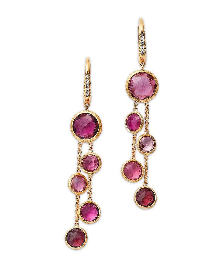 Marco Bicego 18K Yellow Gold Jaipur Color Pink Tourmaline & Diamond Cascading Drop Earrings - Exclusive