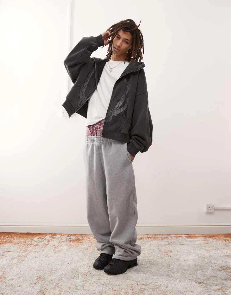 PacSun Pacsun graphic zip through hoodie in washed  black 4