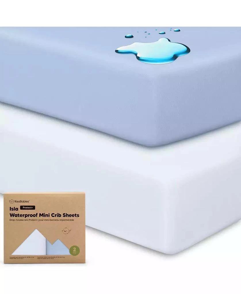 KeaBabies 2pk Isla Waterproof Mini Crib Sheets for Boy, Girl, Soft Pack and Play Sheets for Graco Pack and Play Mattress