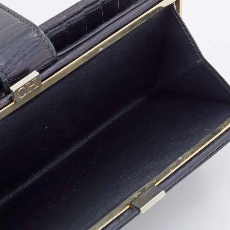 CH Carolina Herrera CH Carolina Herrera Black Leather French Continental Wallet 3