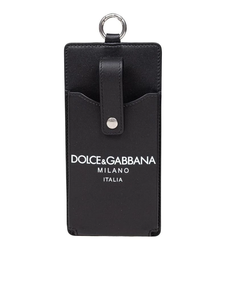 Dolce & Gabbana Dolce & Gabbana Calfskin Cell Phone Holder With Dolce&Amp;Gabbana Milano Logo Print 1