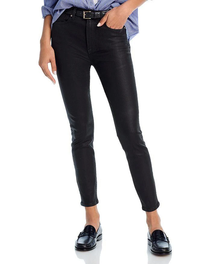 FRAME x Alix Earle The Alix High Rise Skinny Jeans in Black Coat 1