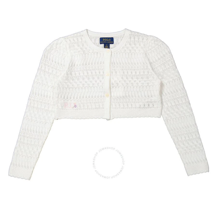 Ralph Lauren Girls White Cropped Knitted Cardigan 1