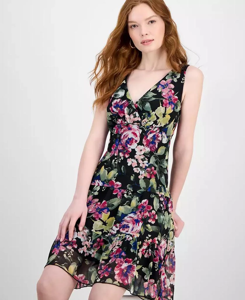 Connected Women's Floral Chiffon Tiered Sheath Dress 3