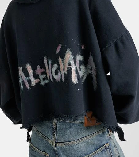 Balenciaga Logo distressed cotton-blend hoodie 5