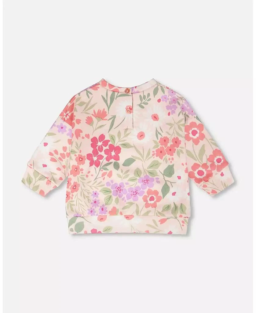 Deux par Deux Toddler Girls French Terry Sweatshirt Pink Printed Flowers - Toddler|Child 4