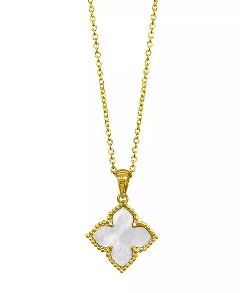 ADORNIA 16-18" Adjustable 14K Gold Plated Flower Imitation Mother of Pearl Necklace 1