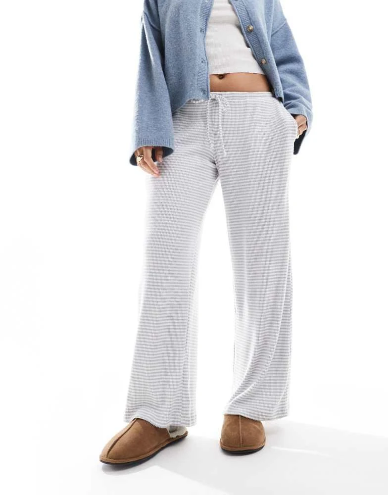 HOLLISTER Hollister nightwear cosy ribbed baggy trouser in blue stripe 2