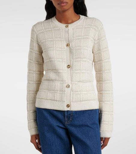 Gucci Checked lamé wool-blend jacquard blazer 5
