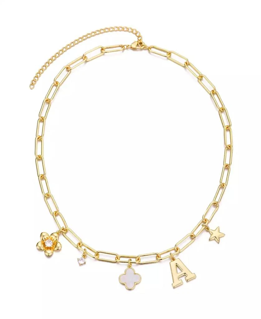 ADORNIA Gold Initial Chunky Charm Necklace