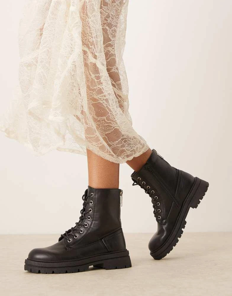 New Look New Look lace up low ankle boot in black 1