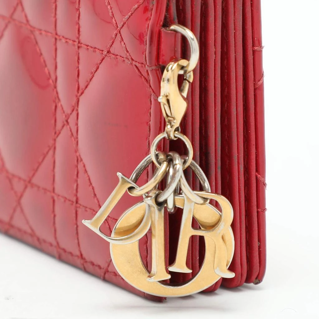 Dior Dior Red Cannage Patent Leather Lady Dior Gusset Card Case 6