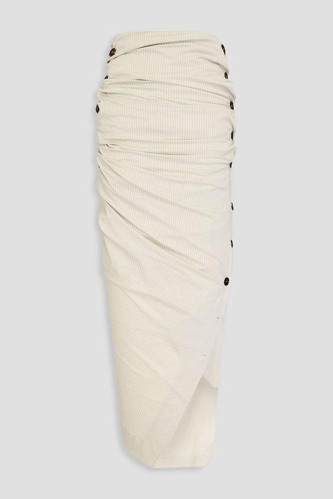 PHILOSOPHY di LORENZO SERAFINI Ruched striped crepe midi wrap skirt 1