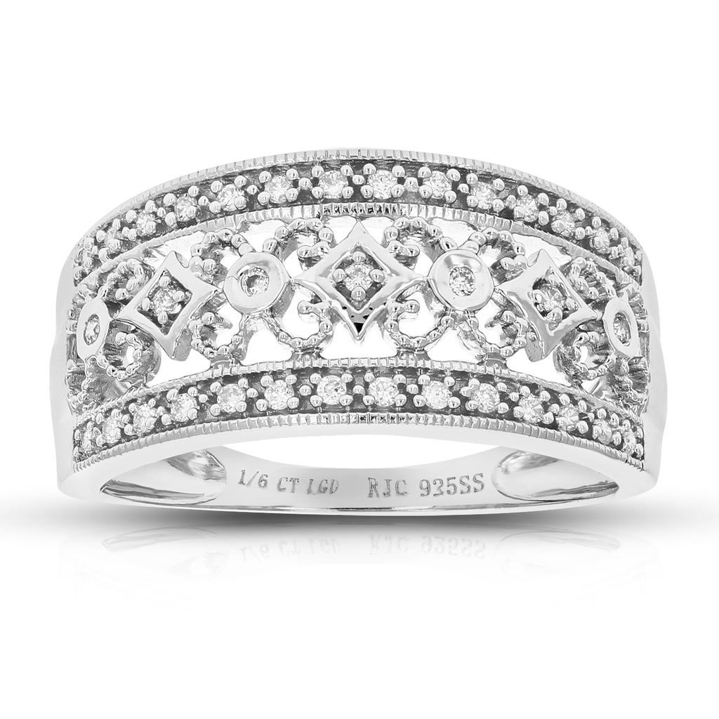 Vir Jewels 1/6 cttw Round Cut Lab Grown Diamond Wedding Band 35 Stones .925 Sterling Silver Prong Set