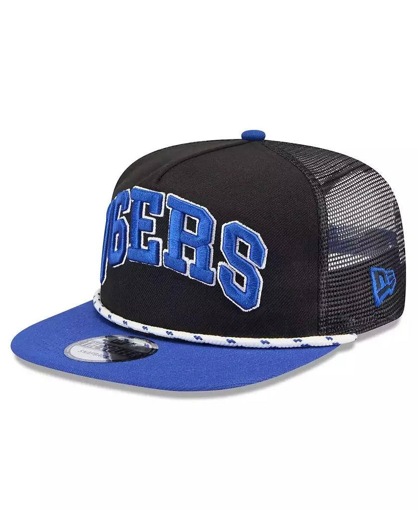 New Era Men's Black/Royal Philadelphia 76ers Throwback Team Arch Golfer Snapback Hat 2