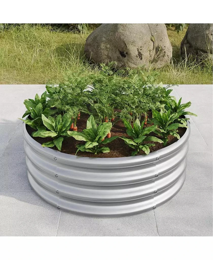 Streamdale Furniture Metal Round Raised Garden Bed for Vegetables and Flowers 10