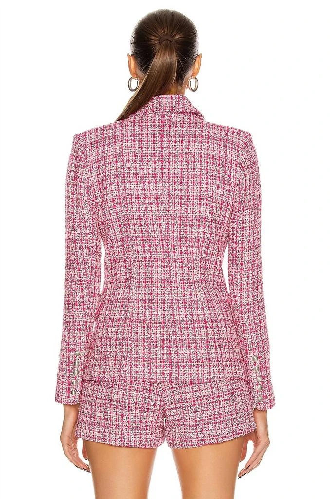 L'Agence Kenzie Tweed Double-Breasted Blazer And Shorts Set In Pink 4