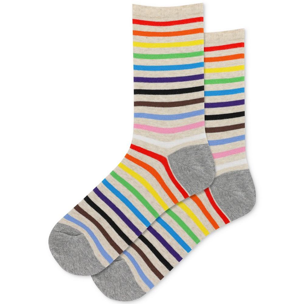 Hot Sox Women's Rainbow Striped Crew Socks