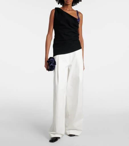 Dries Van Noten Embellished draped wool top 2