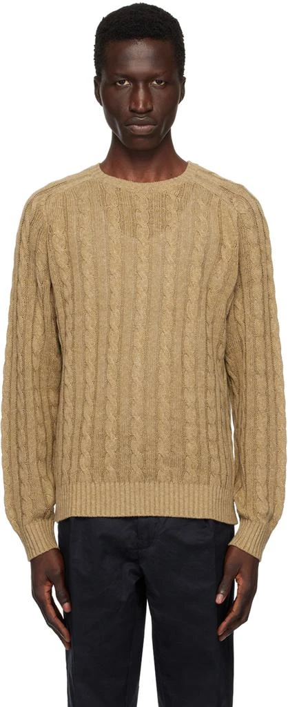 BEAMS PLUS Khaki Cable Knit Sweater 1