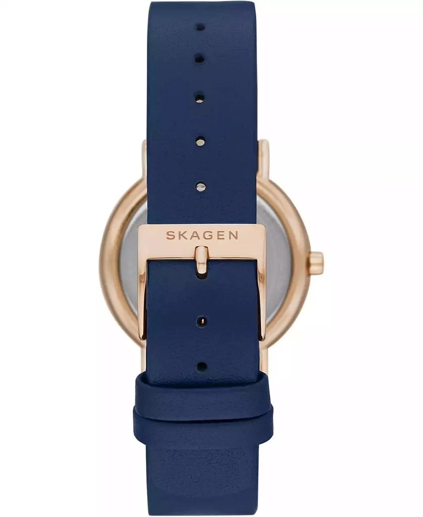 Skagen Women's Signatur Navy Leather Strap Watch 30mm 3