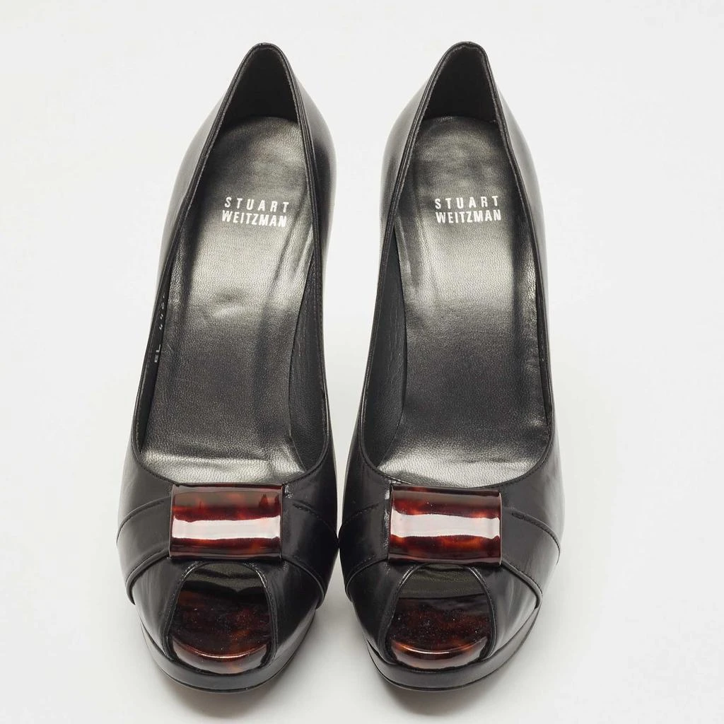 Stuart Weitzman Stuart Weitzman Black Leather Peep Toe Platform Pumps Size 38.5 3