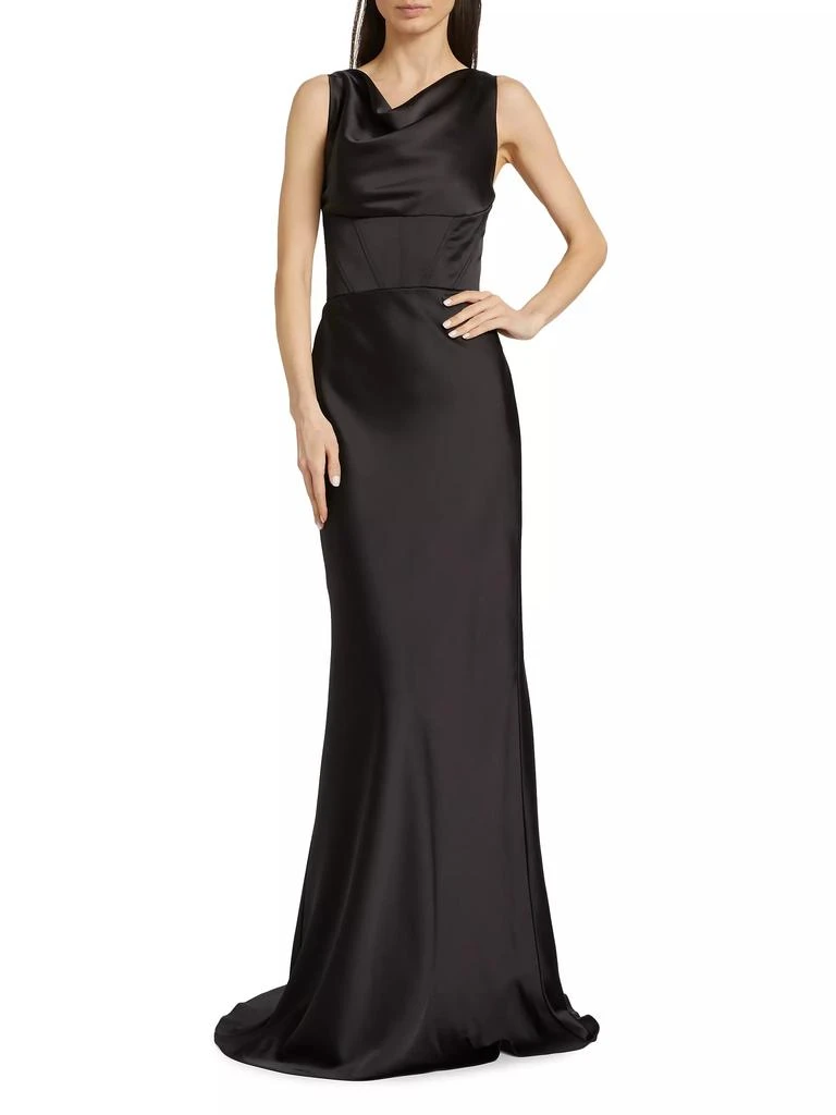 Amsale Satin Cowlneck Corset Gown 2