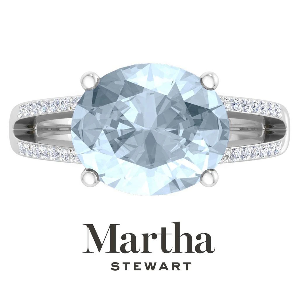 Martha Stewart 4 1/2 Carat Oval Shape Gemstone Ring with Lab Grown Diamonds in Sterling Silver, Choose Your Gemstone 10