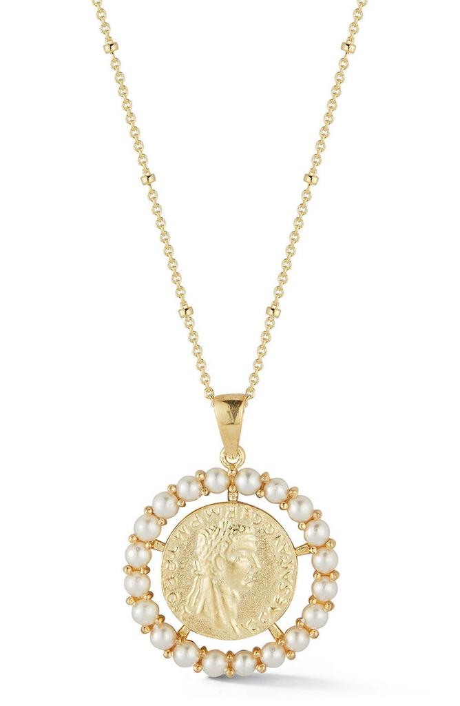 Sphera Milano 14K Gold Vermeil Synthetic Pearl Coin Pendant Necklace