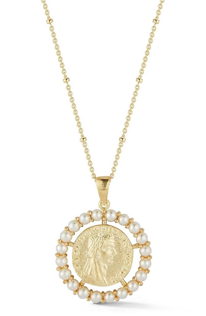 Sphera Milano 14K Gold Vermeil Synthetic Pearl Coin Pendant Necklace 1