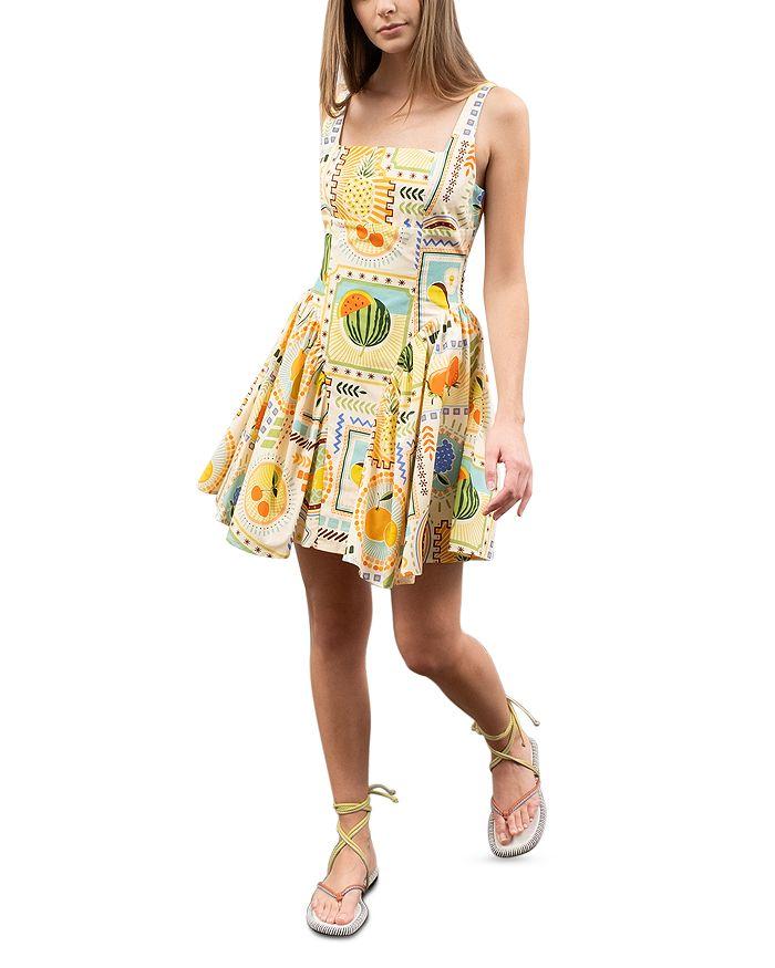 Moon River Printed Corset Poplin Mini Dress