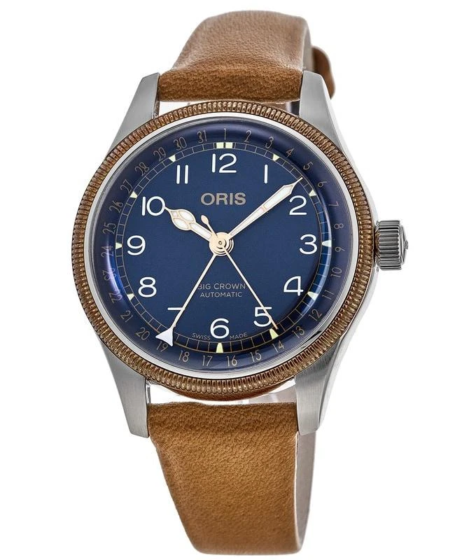 Oris Oris Big Crown Pointer Date Automatic Blue Dial Leather Strap Unisex Watch 01 754 7749 4365-07 5 17 66 1