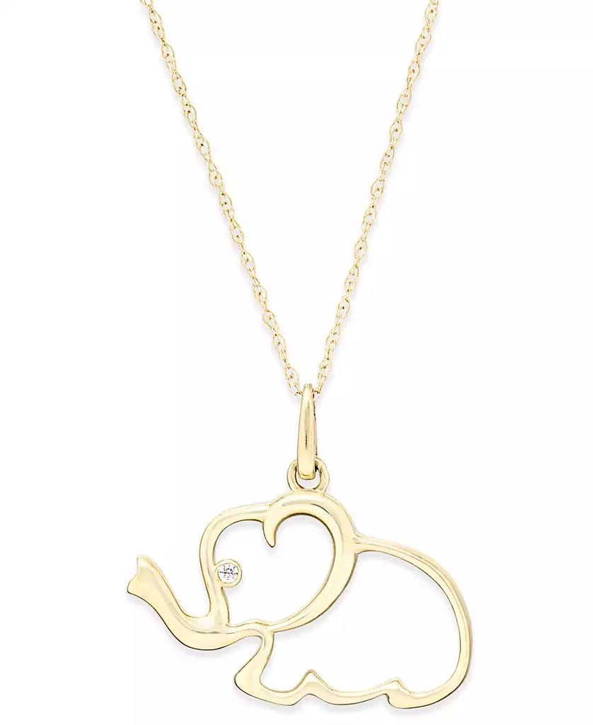 Macy
s Cubic Zirconia Elephant Pendant Necklace in 10k Gold