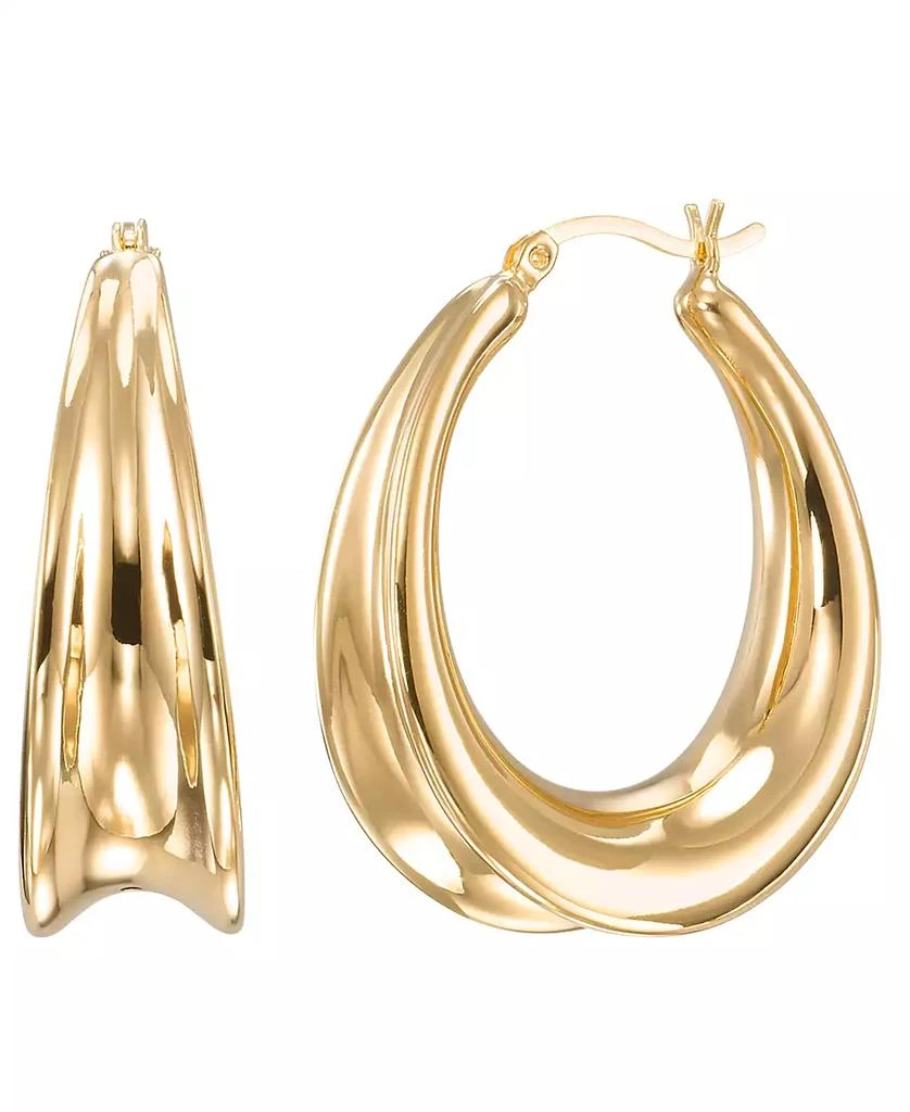 Macy's High Polished Concave Oval Hoop Earrings in 18k Yellow Gold Over Sterling Silver 1