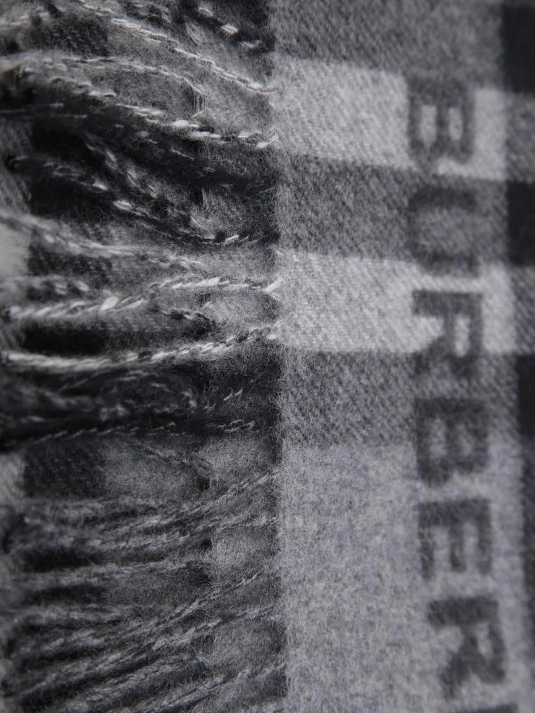 Burberry Check Print Grey Cashmere Scarf 2