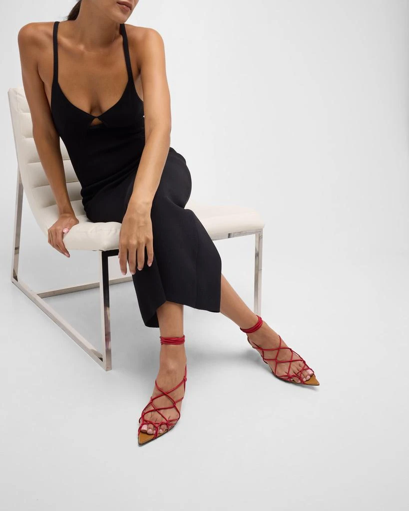 Khaite Arden Strappy Caged Ankle-Tie Sandals 2