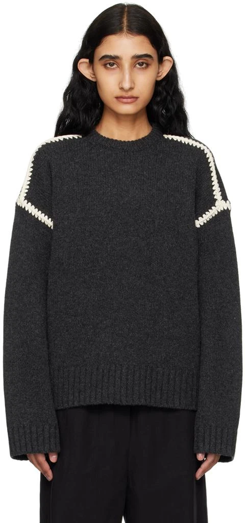Totême Gray Embroidered Sweater 1