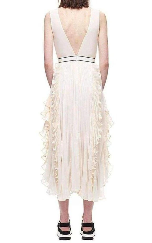 Self Portrait V-Neck Dress with Fluted Pleats 2