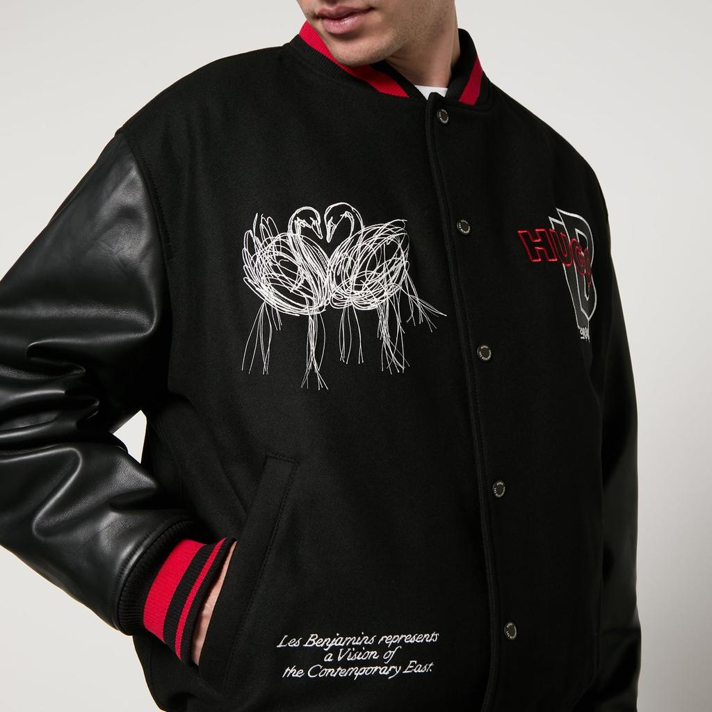 LES BENJAMINS ボンバージャケット HUGO x Les Benjamins Oguz_LB Leather Varsity Jacket – On Sale Now