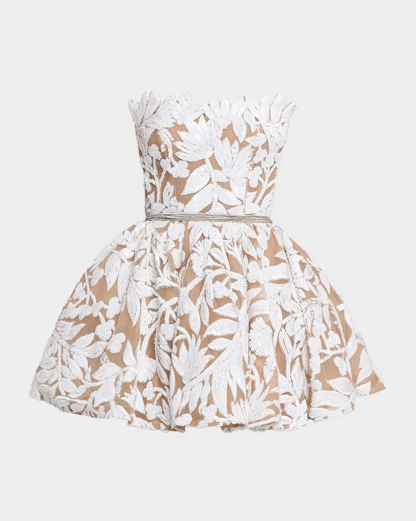 BRONX AND BANCO Chloe Strapless Sequin Floral Corset Mini Dress