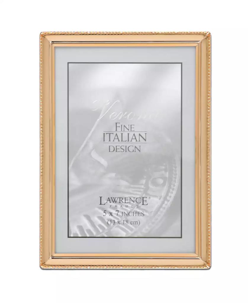 Lawrence Frames Polished Metal Picture Frame - Bead Border Design, 5" x 7"