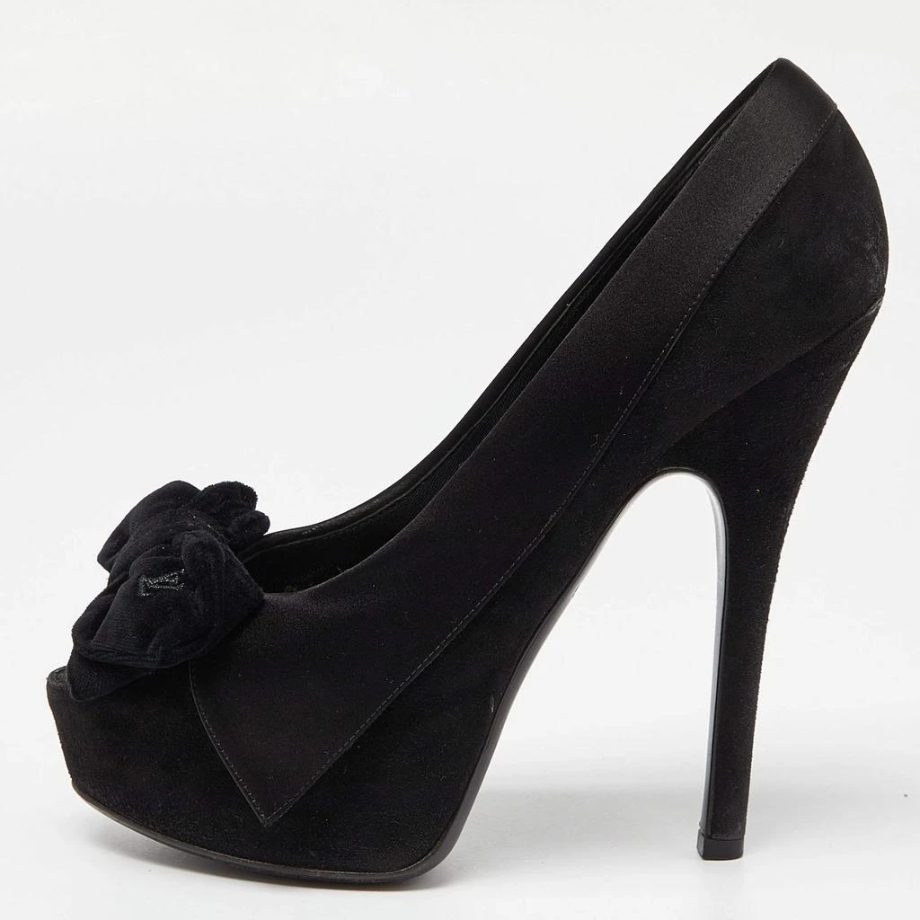 Louis Vuitton Louis Vuitton Black Suede Peep Toe Pumps Size 37.5 1
