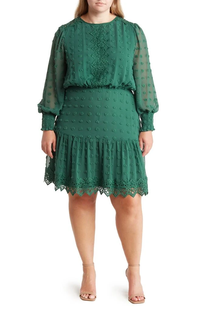 BY Design Rina Lace Long Sleeve Dress - Emerald - Plus-3X