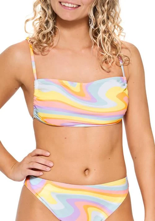 Cabana by Crown & Ivy™ By Crown Ivy Marble Waive Side Ruched Swim Bralette 1