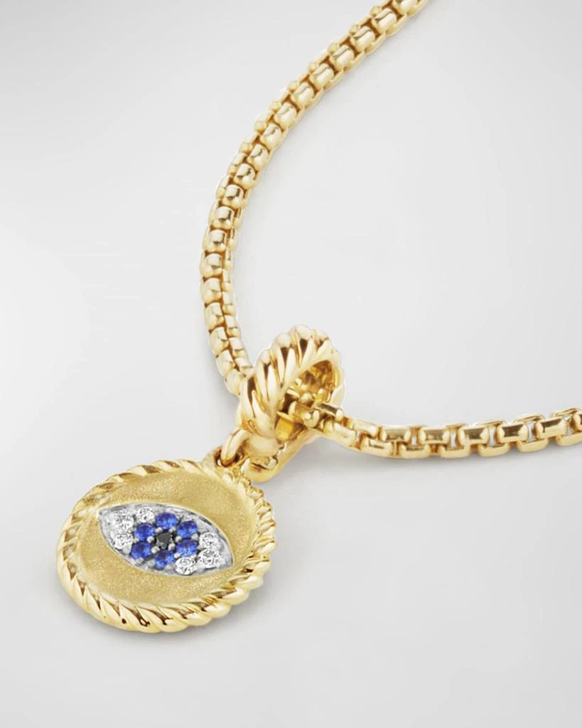 David Yurman Evil Eye Amulet with Blue Sapphires and Diamonds in 18K Gold, 18.8mm 3