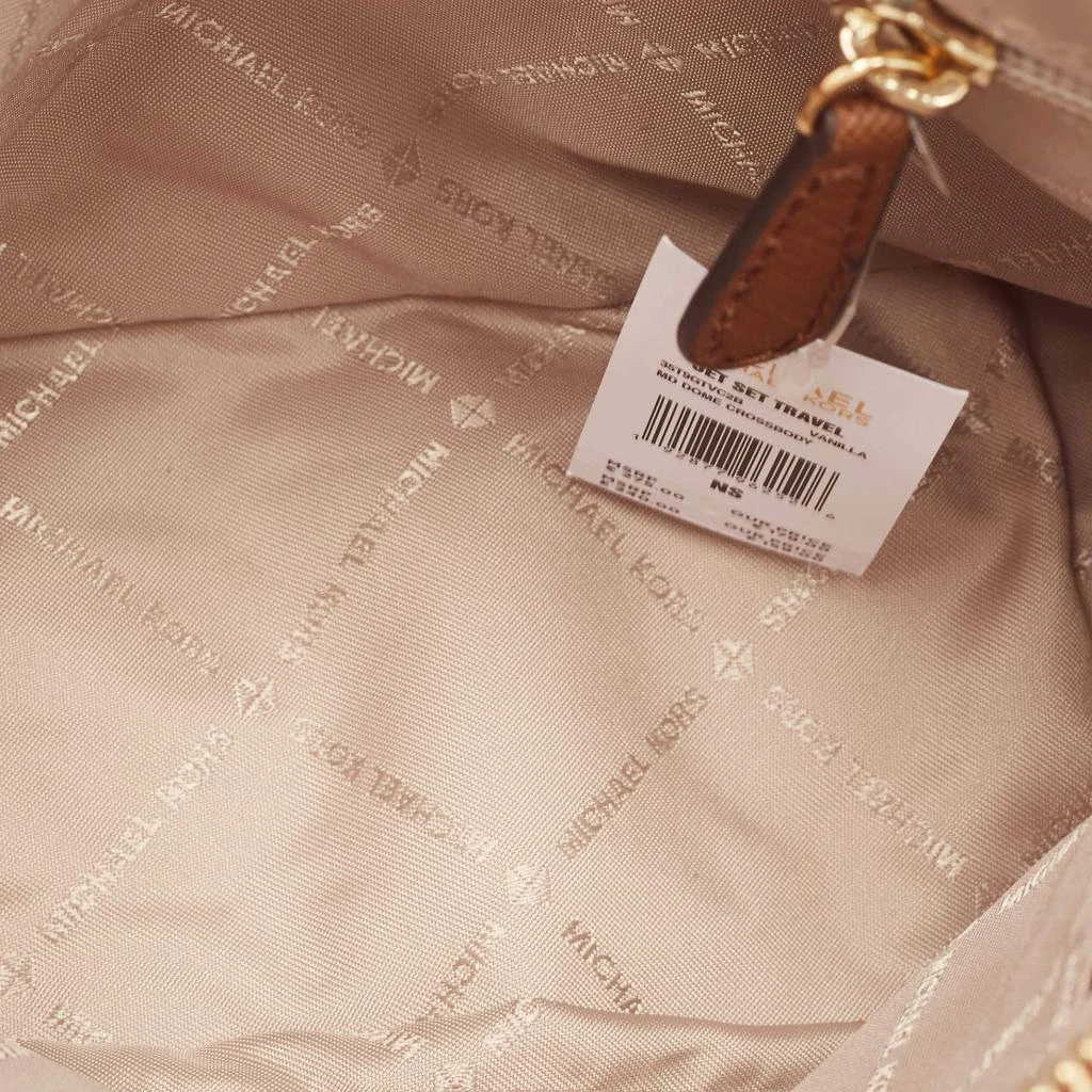 Michael Kors Michael Kors White/Brown Signature Coated Canvas and Leather Jet Set Travel Crossbody Bag 7