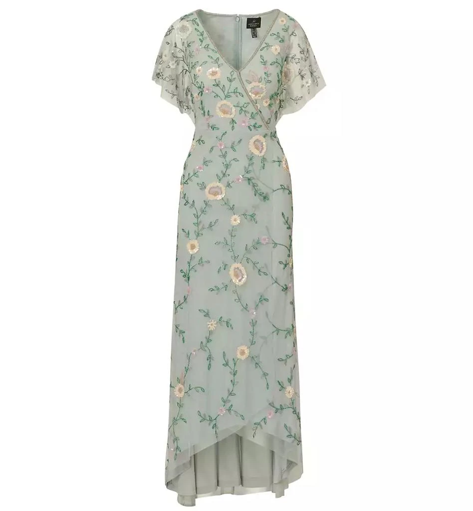 knee length dresses for ladies Adrianna Papell One-Shoulder Floral Sequin Beaded Gown