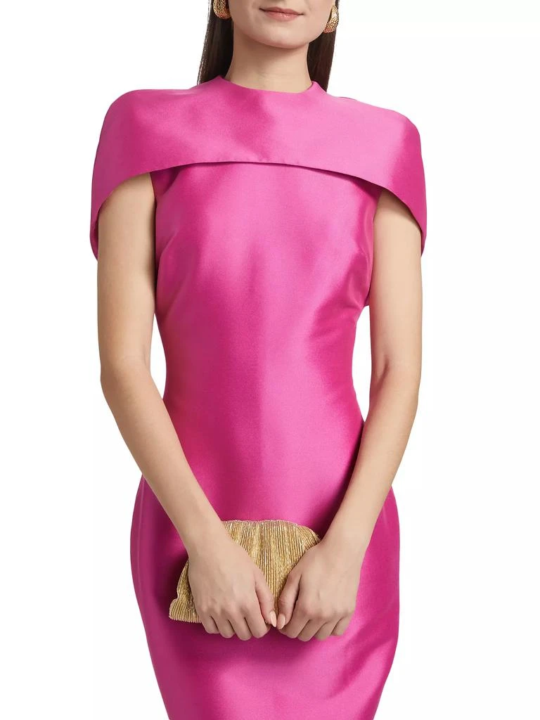 Badgley Mischka Satin Off-the-Shoulder Cocktail Dress 6