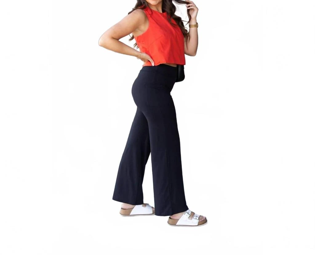 Janie and Jack Brooke Wide Leg With Pockets Luxe Leggings In Black 2