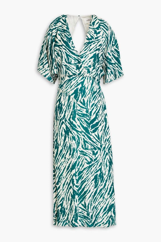 BA&SH Vee cutout wrap-effect printed georgette midi dress 1